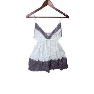 White & Purple Lace Babydoll Cami Top Medium Y2K Fairy Grunge Romantic Resort